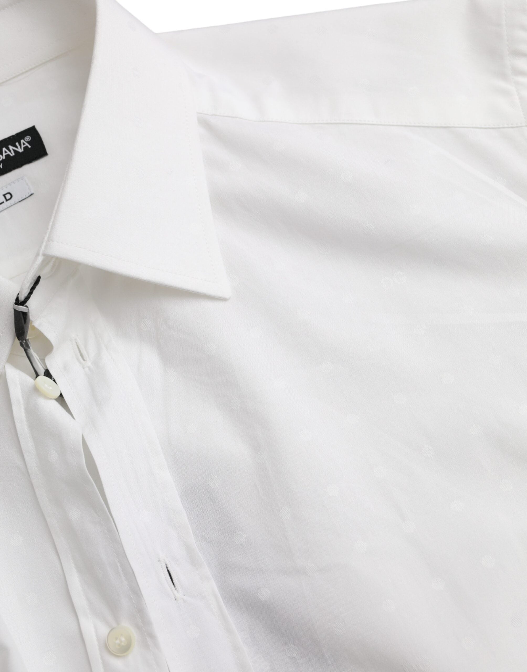 Dolce & Gabbana White Logo Cotton Men's GOLD Dress Shirt