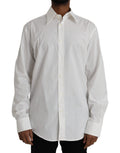 Dolce & Gabbana White Cotton Slim Fit GOLD Shirt