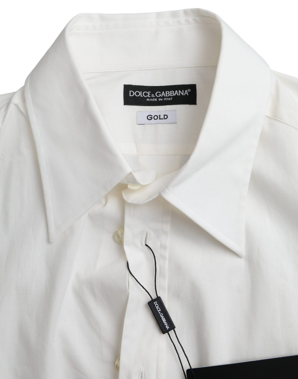 Dolce & Gabbana White Cotton Slim Fit GOLD Shirt