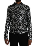 Dolce & Gabbana Schwarz-silberner Polyester-Pulli mit Pailletten