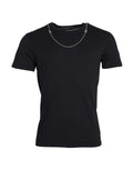 Dolce & Gabbana Black Cotton Silver Chain Short Sleeve T-Shirt