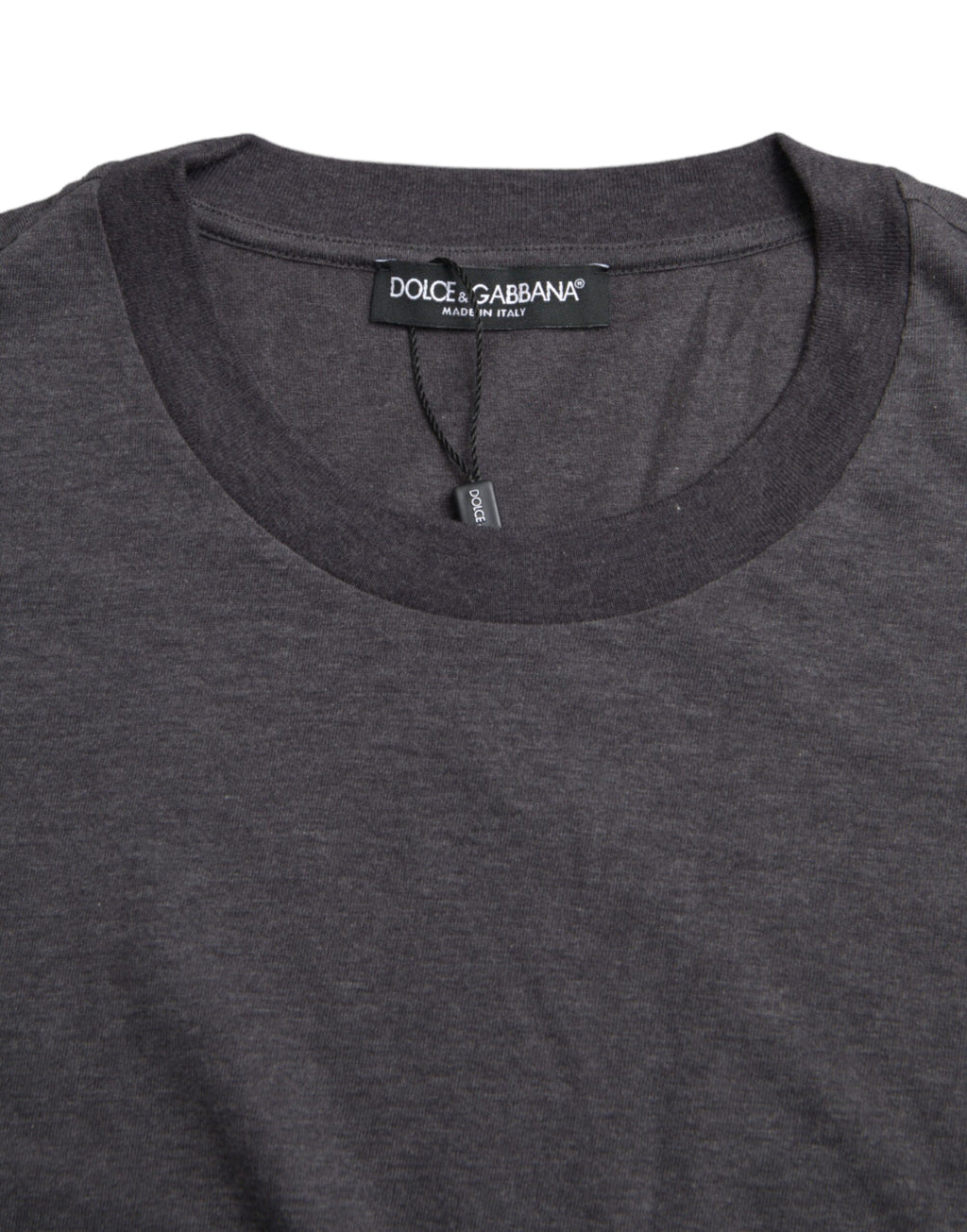 Dolce & Gabbana Graues Baumwoll-T-Shirt mit Rundhalsausschnitt und kurzen Ärmeln