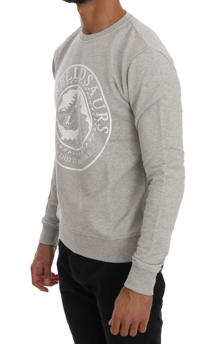 Frankie Morello Grauer Pullover aus Baumwolle mit Rundhalsausschnitt