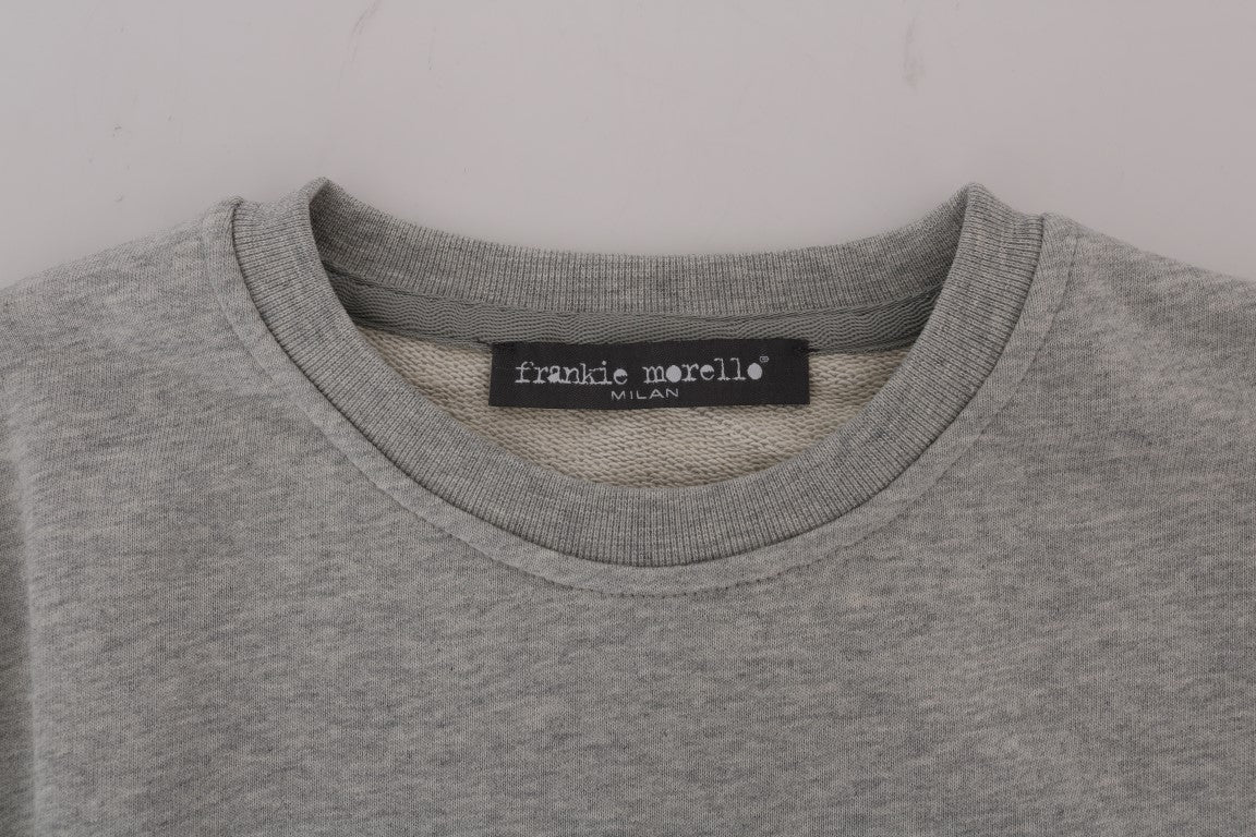 Frankie Morello Grauer Pullover aus Baumwolle mit Rundhalsausschnitt