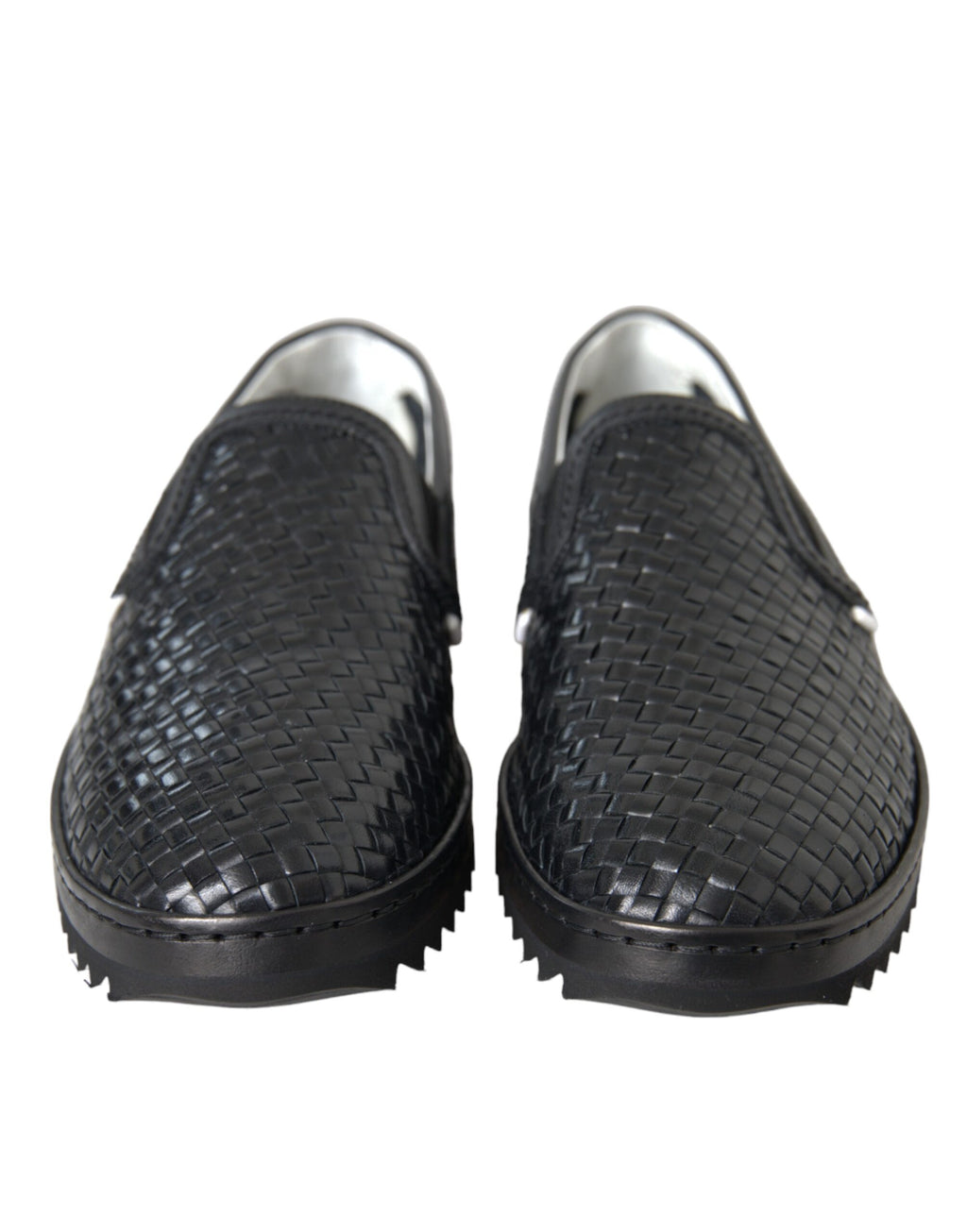 Dolce & Gabbana Black Woven Buffalo Leather Men's Loafers Shoes