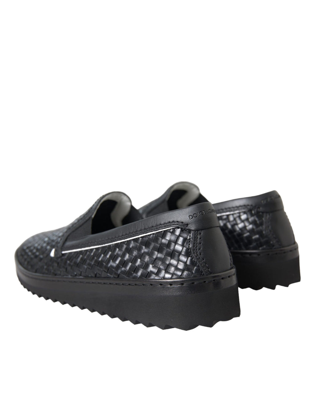 Dolce & Gabbana Black Woven Buffalo Leather Men's Loafers Shoes