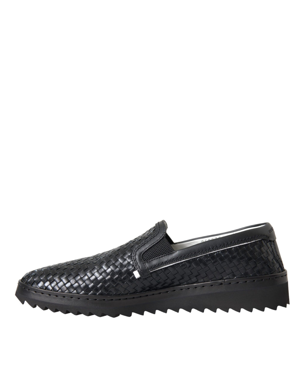 Dolce & Gabbana Black Woven Buffalo Leather Men's Loafers Shoes