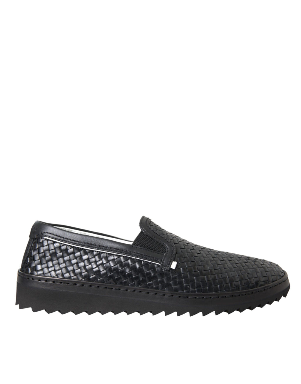 Dolce & Gabbana Black Woven Buffalo Leather Men's Loafers Shoes