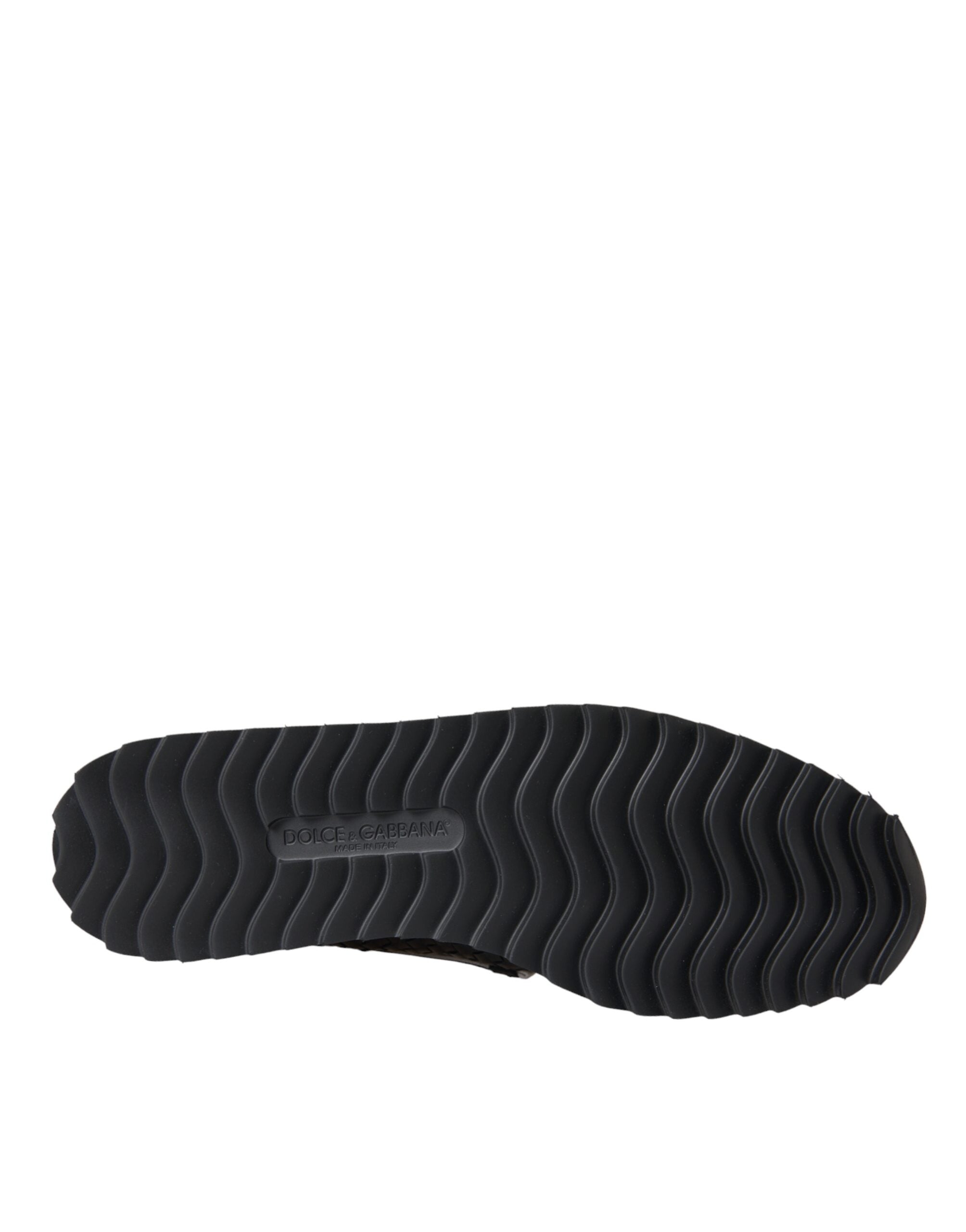 Dolce & Gabbana Black Woven Buffalo Leather Men's Loafers Shoes