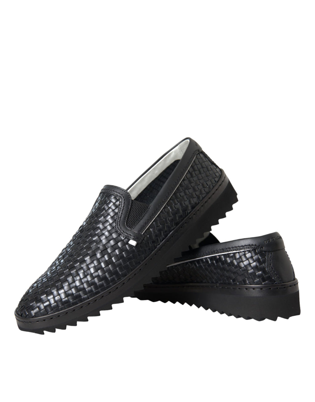 Dolce & Gabbana Black Woven Buffalo Leather Men's Loafers Shoes