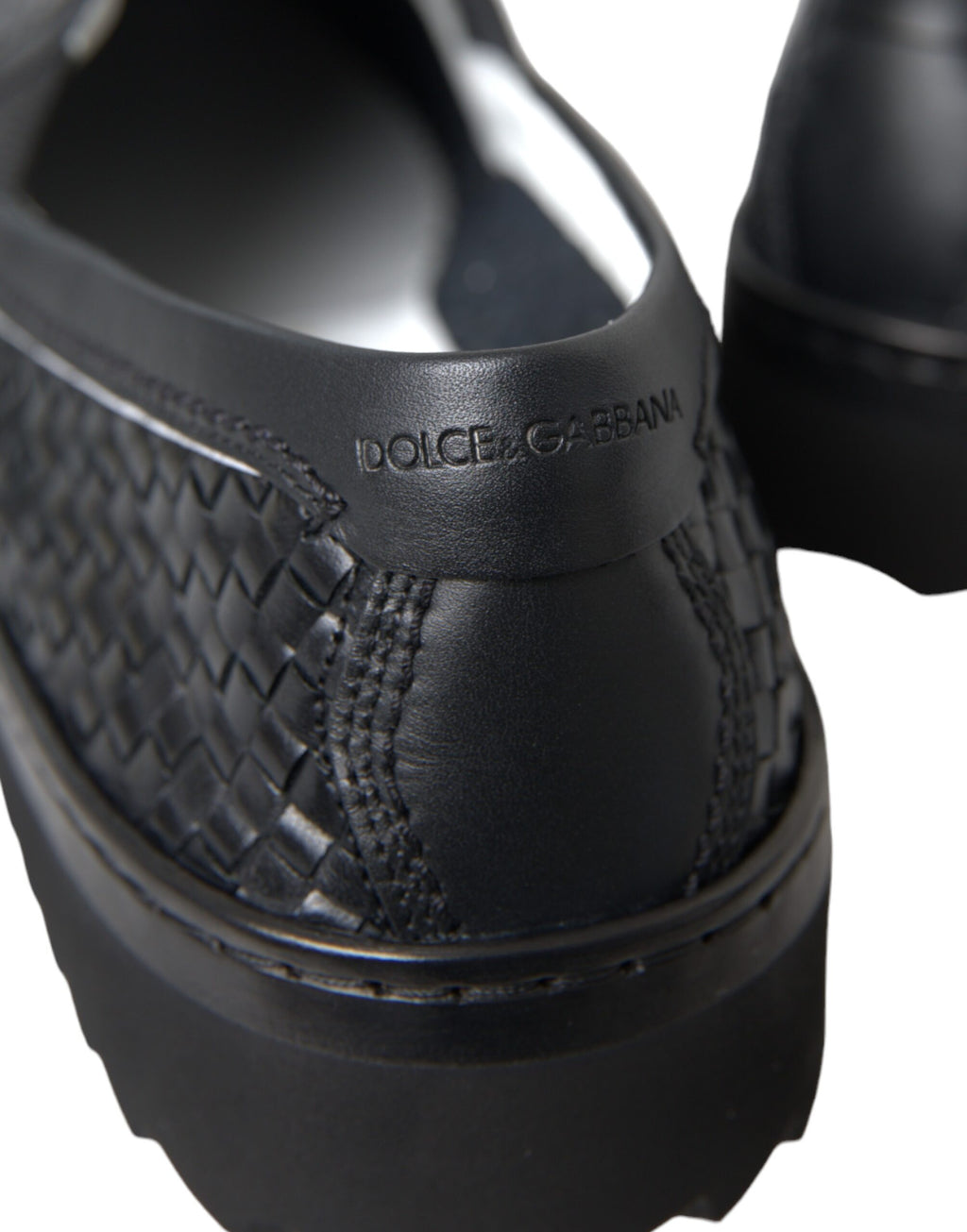 Dolce & Gabbana Black Woven Buffalo Leather Men's Loafers Shoes