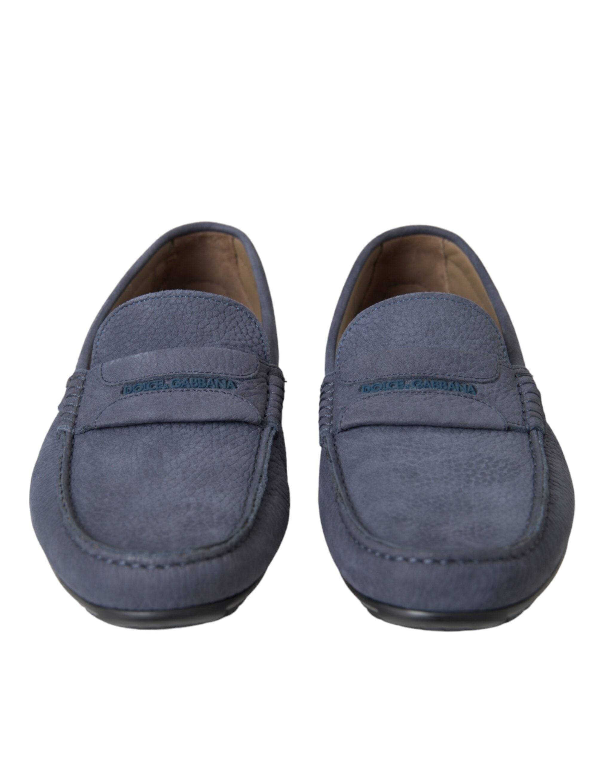 Dolce & Gabbana Blue Calfskin Slip-On Loafer Shoes