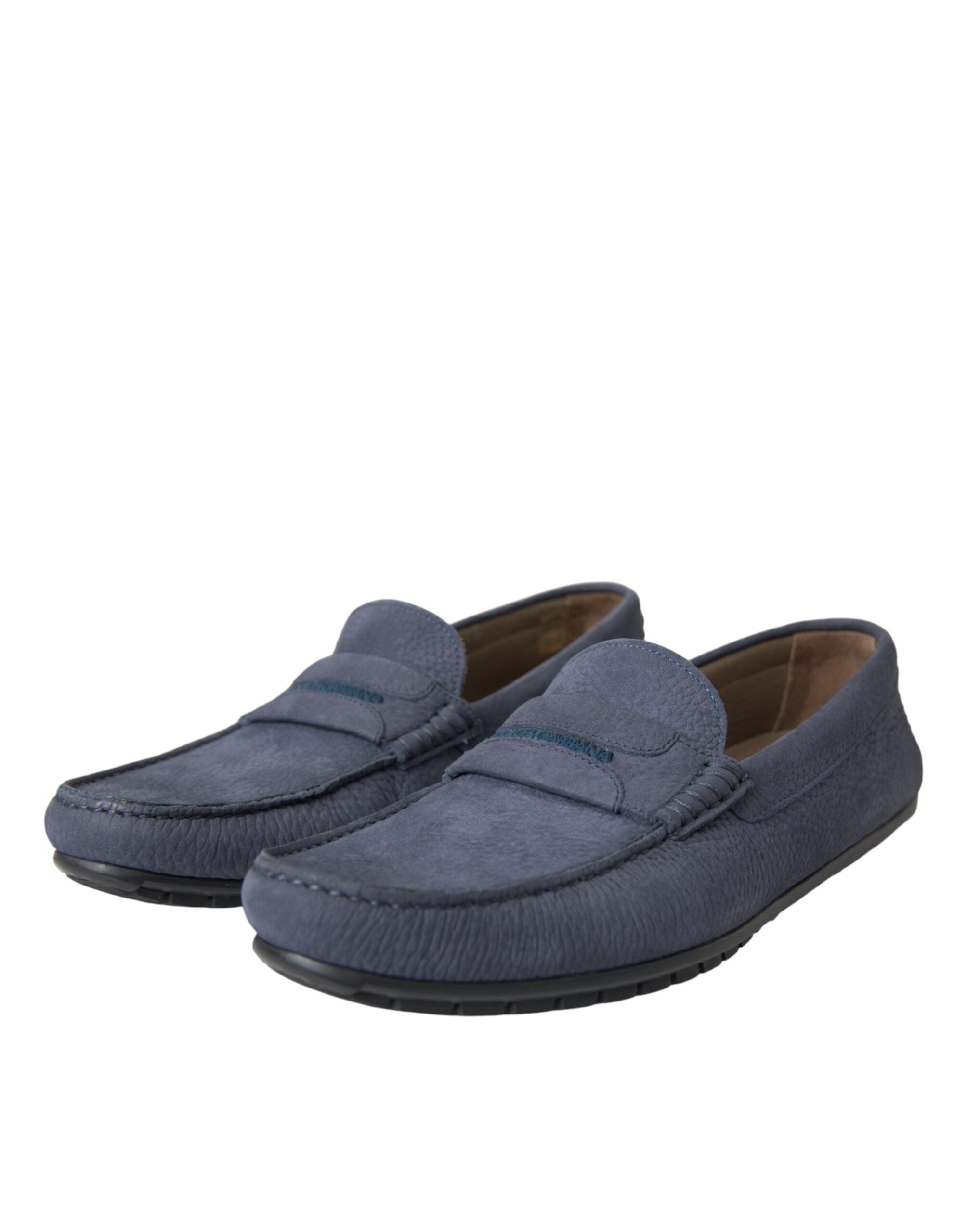 Dolce & Gabbana Blue Calfskin Slip-On Loafer Shoes