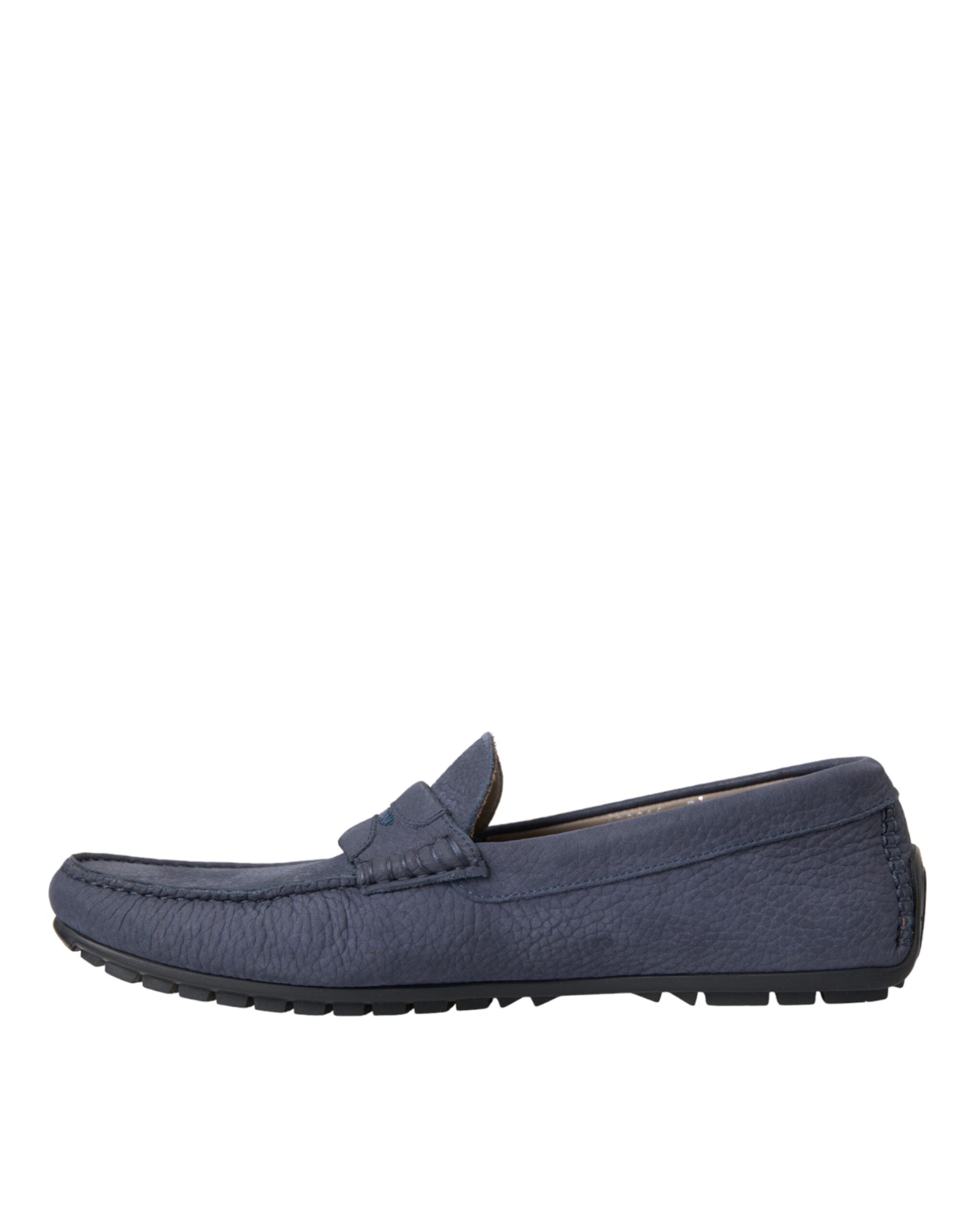 Dolce & Gabbana Blue Calfskin Slip-On Loafer Shoes