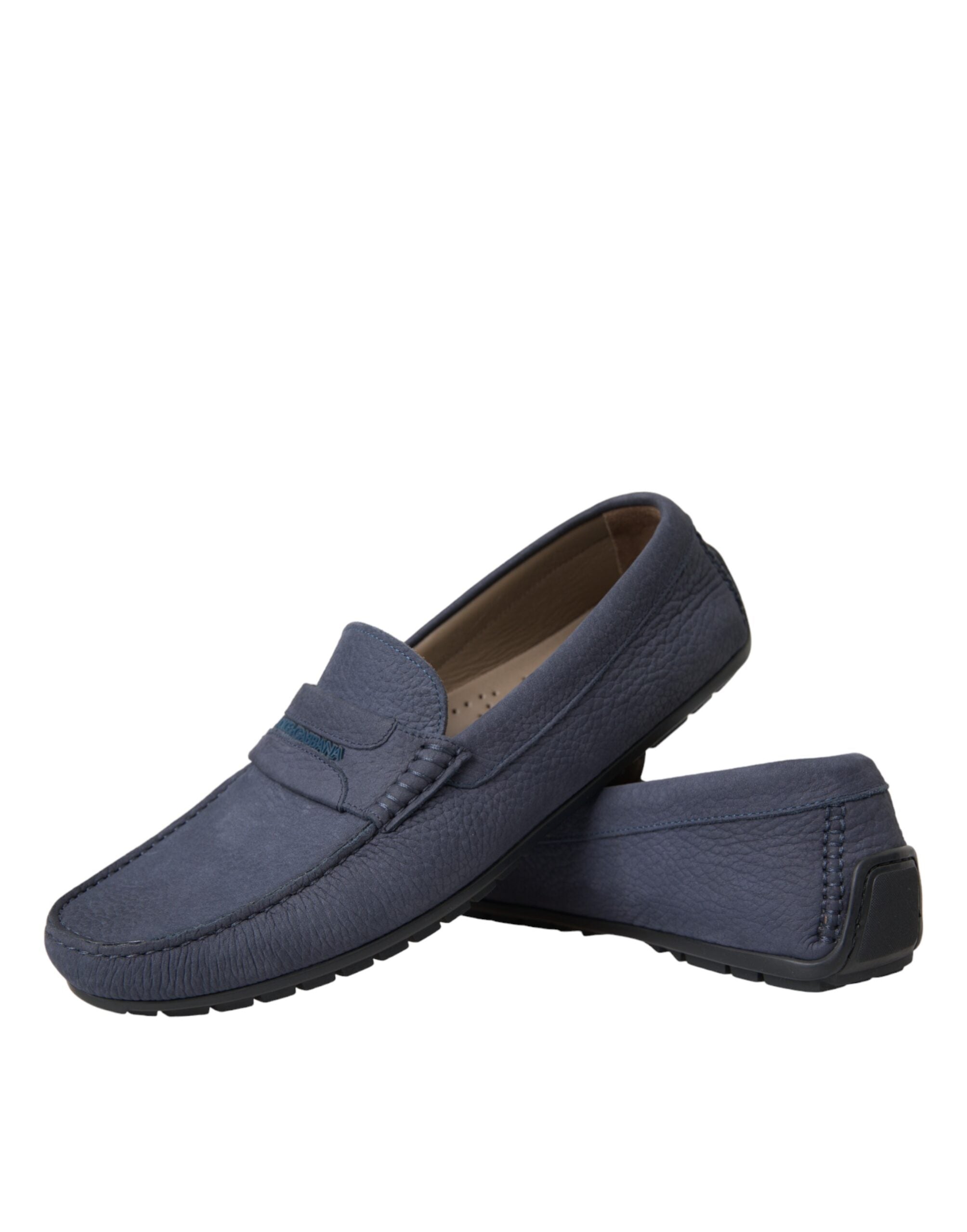 Dolce & Gabbana Blue Calfskin Slip-On Loafer Shoes