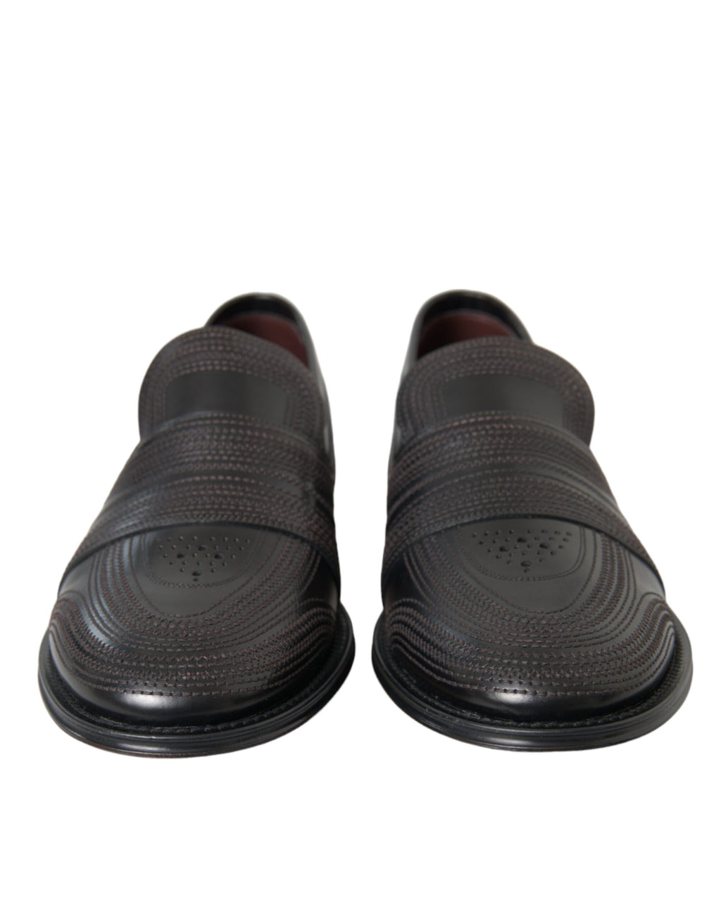Dolce & Gabbana Black Brown Leather Loafers Men's Dress Shoes