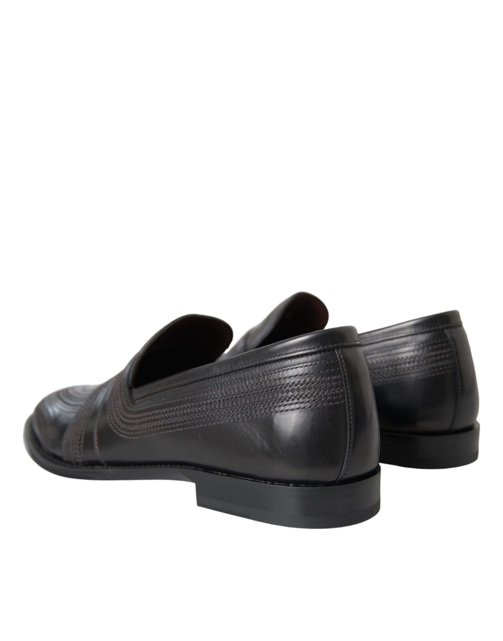Dolce & Gabbana Black Brown Leather Loafers Men's Dress Shoes