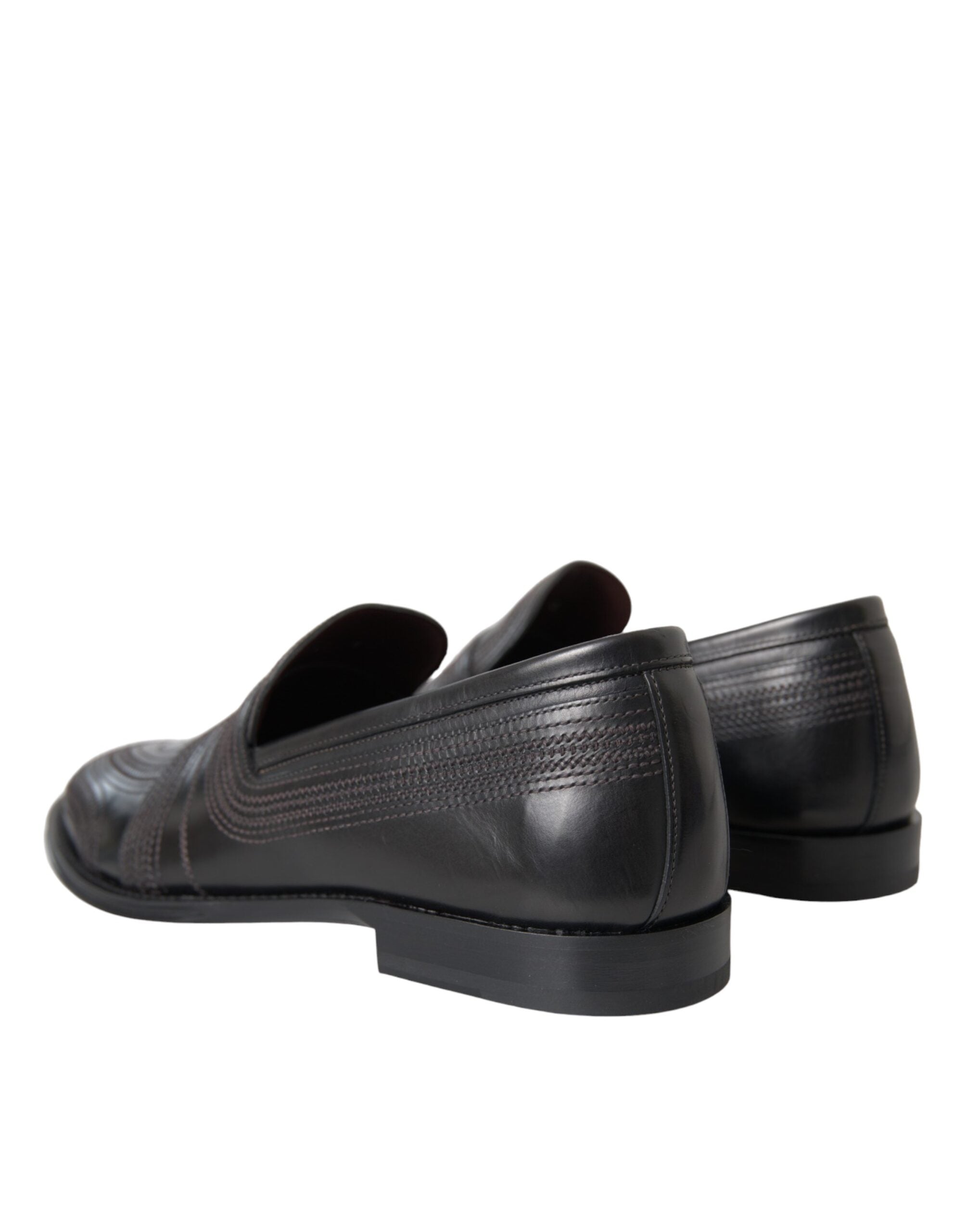 Dolce & Gabbana Black Brown Leather Loafers Men's Dress Shoes