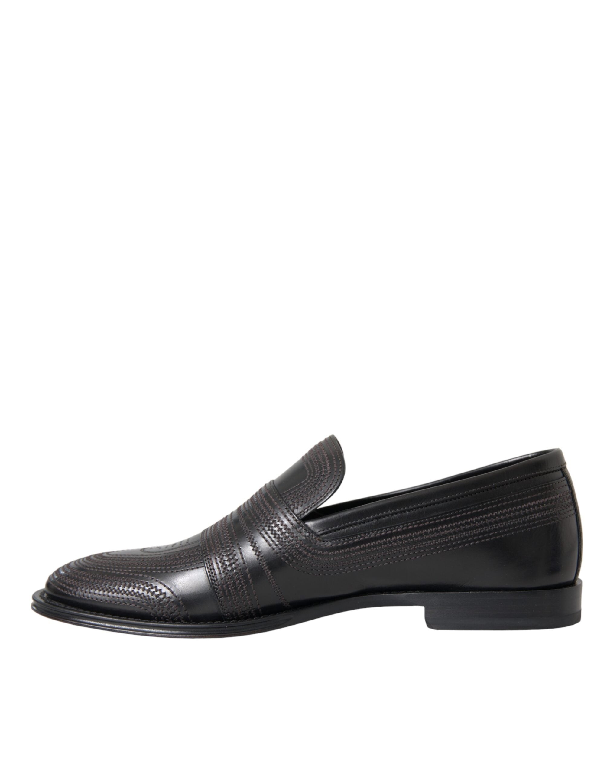 Dolce & Gabbana Black Brown Leather Loafers Men's Dress Shoes