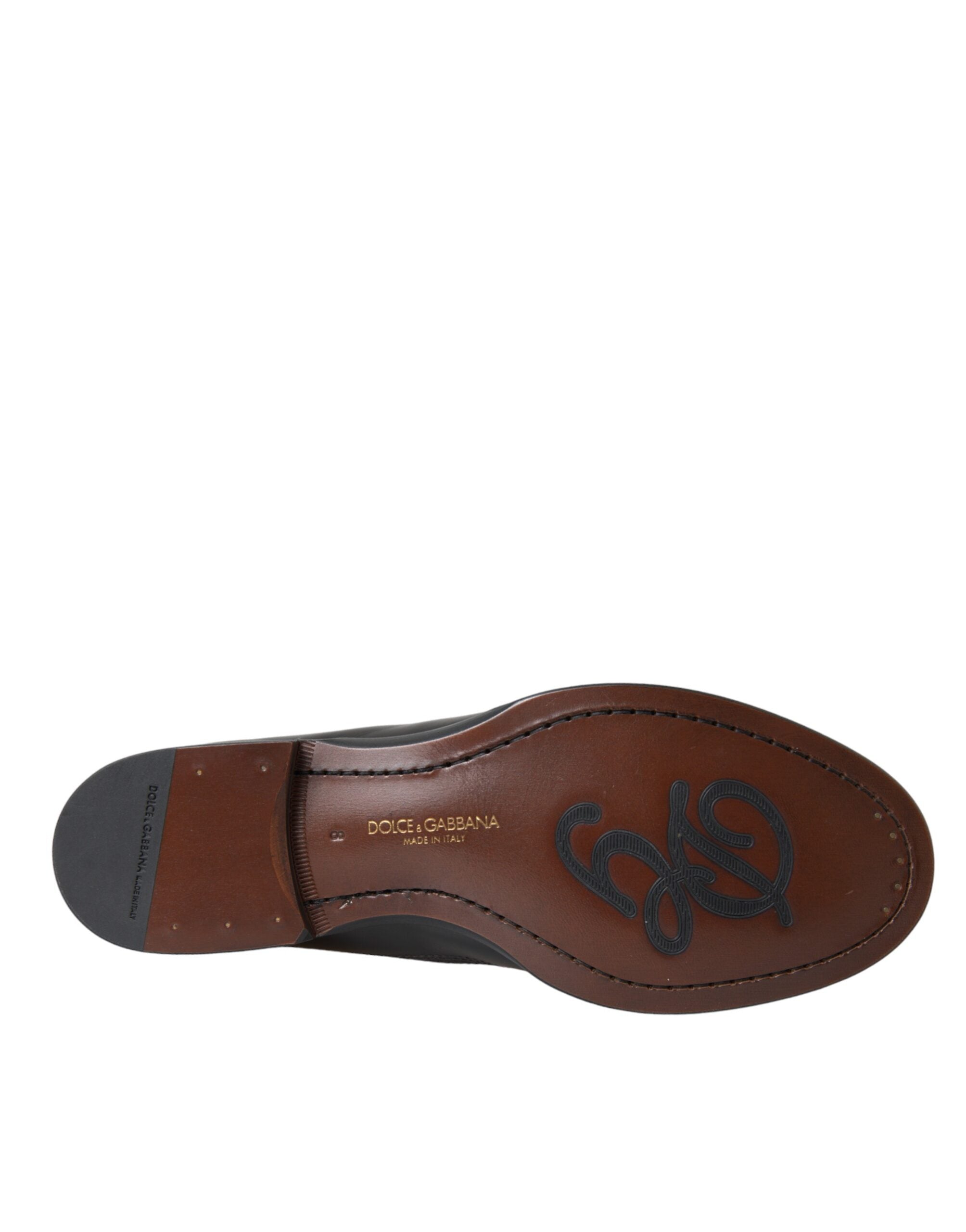 Dolce & Gabbana Black Brown Leather Loafers Men's Dress Shoes