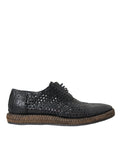 Dolce & Gabbana Schwarze gewebte Ziegenleder Schnürschuhe Derby