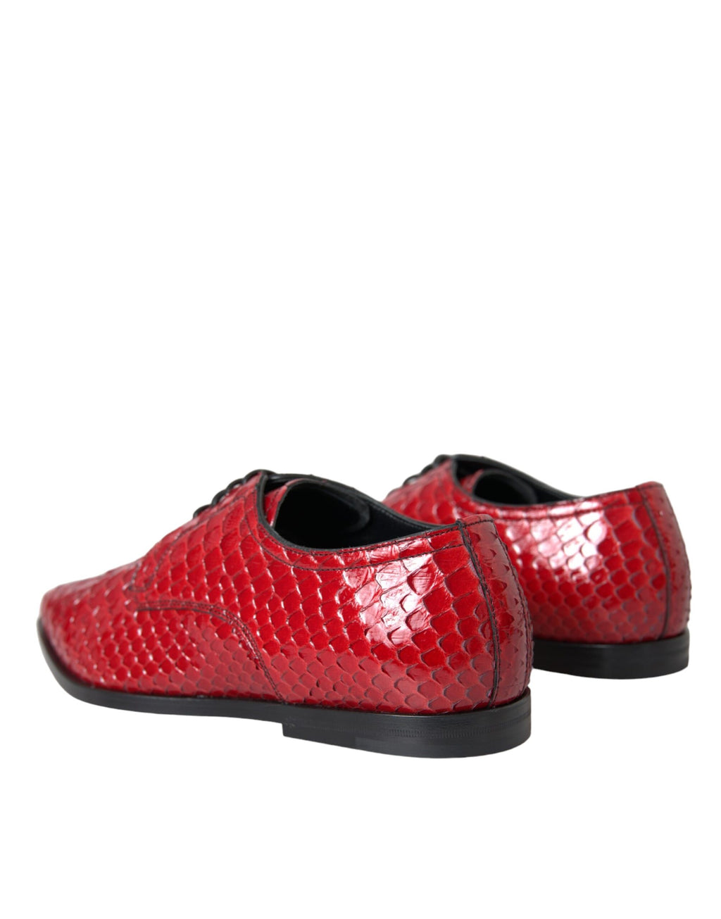 Dolce & Gabbana Red Textured Patent Leather Derby Men's Formal Shoes