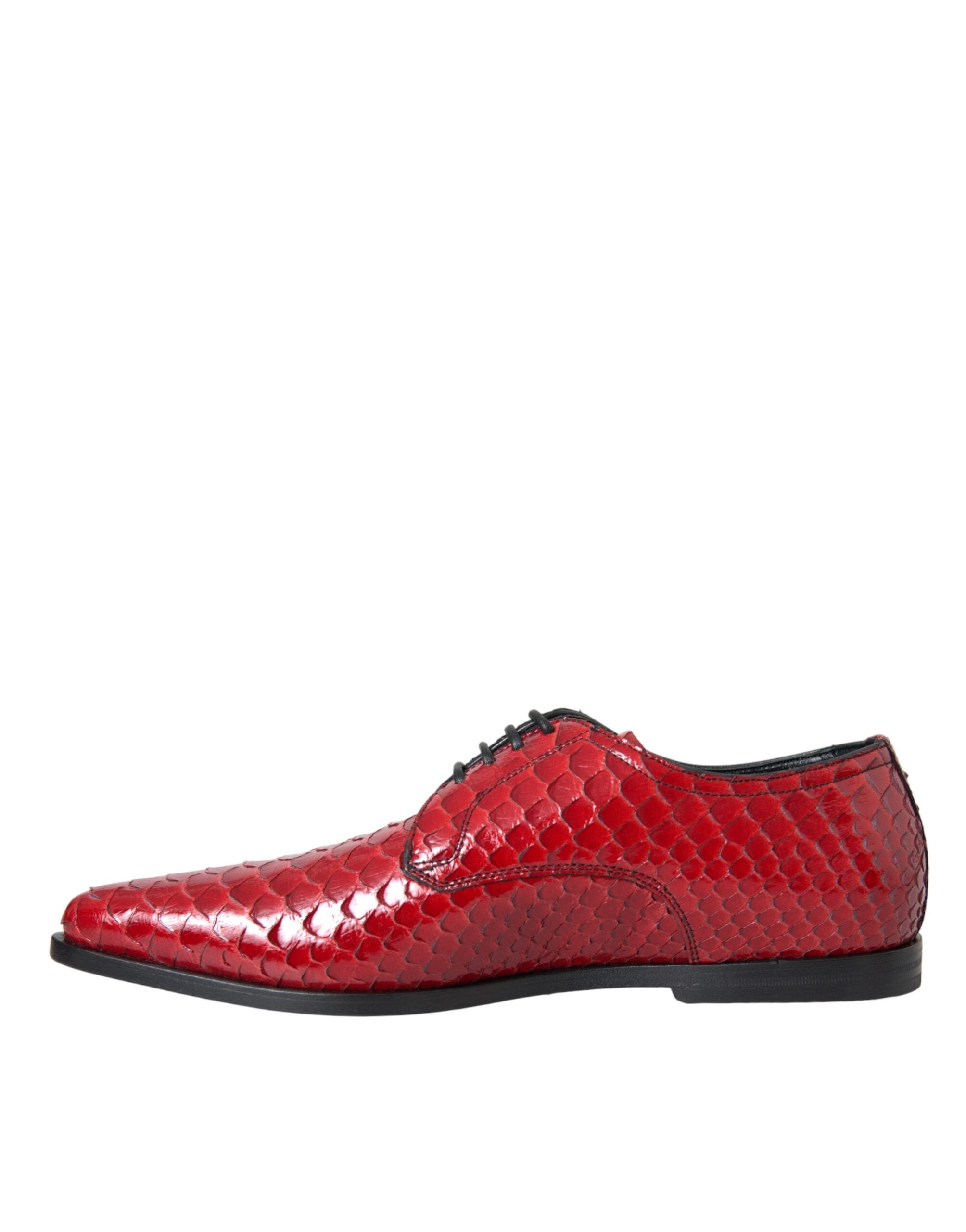 Dolce & Gabbana Red Textured Patent Leather Derby Men's Formal Shoes