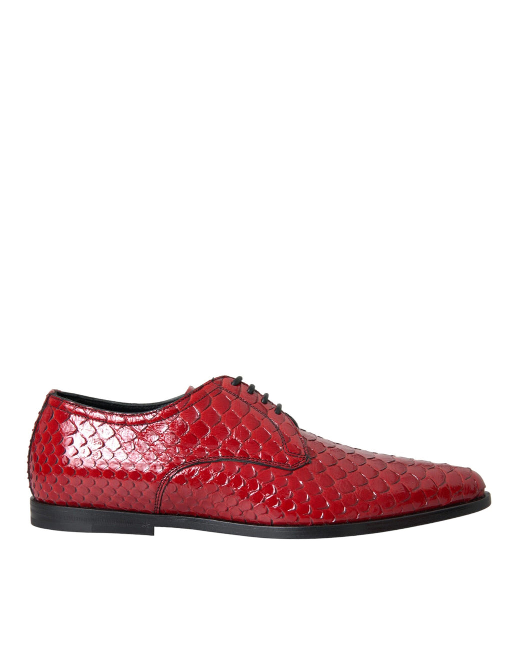 Dolce & Gabbana Red Textured Patent Leather Derby Men's Formal Shoes