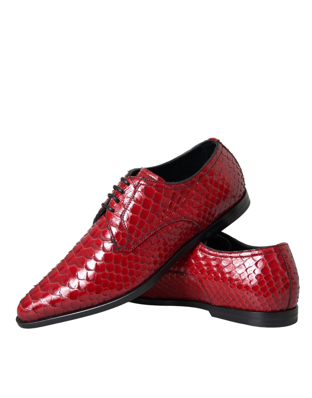 Dolce & Gabbana Red Textured Patent Leather Derby Men's Formal Shoes