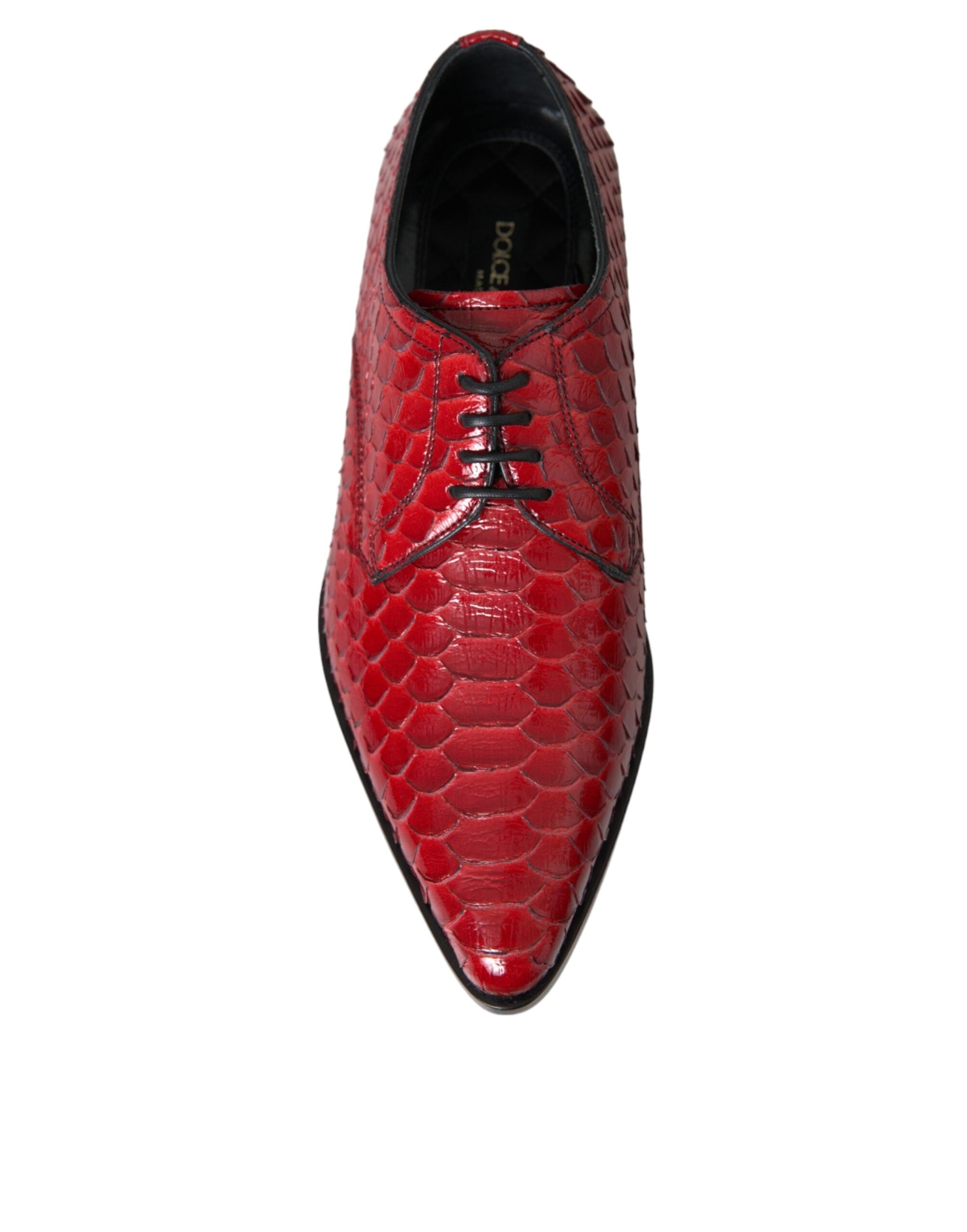 Dolce & Gabbana Red Textured Patent Leather Derby Men's Formal Shoes