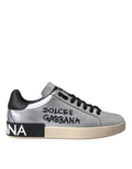 Dolce & Gabbana Silver Portofino Calfskin Sneakers Men's Shoes