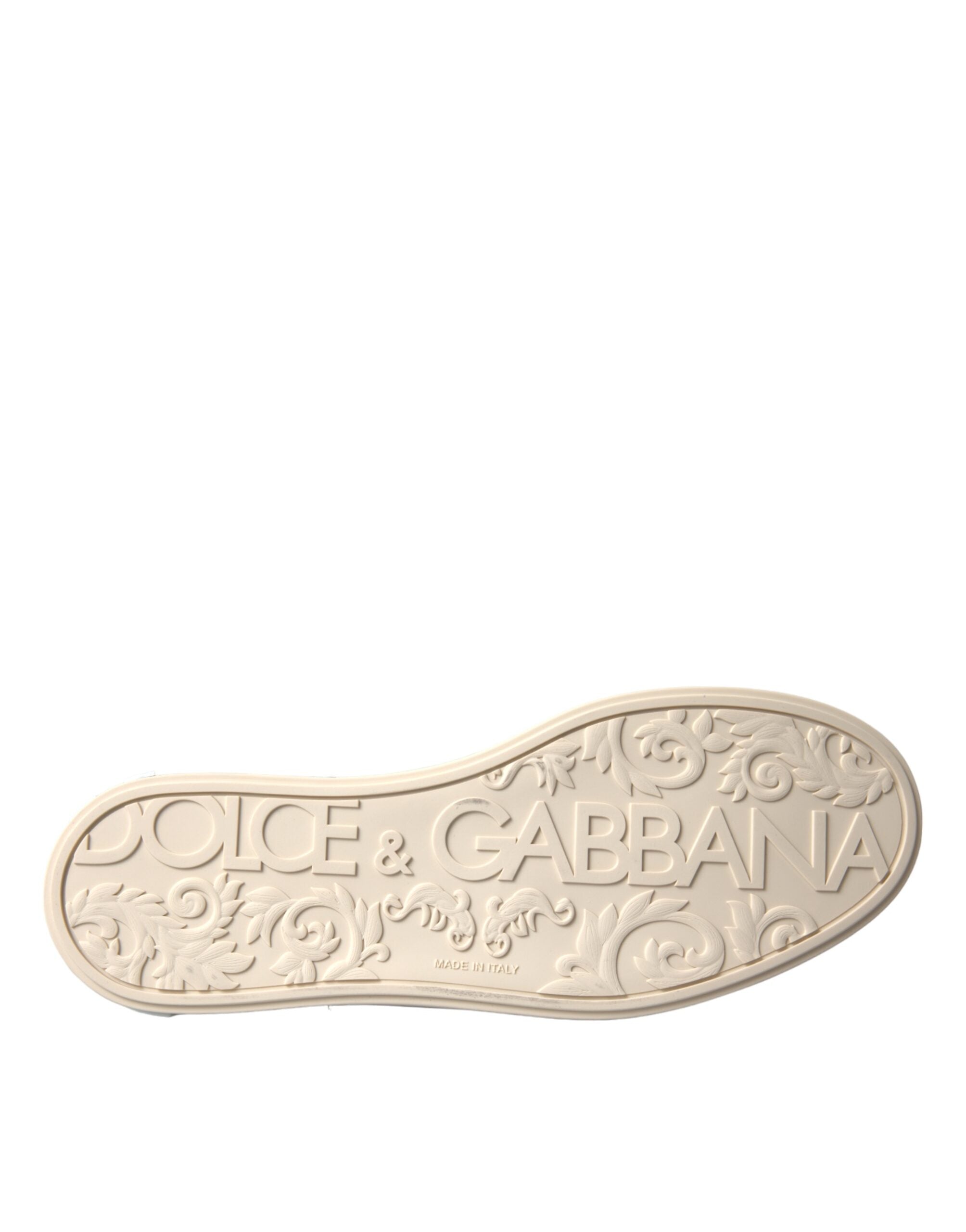 Dolce & Gabbana Silver Portofino Calfskin Sneakers Men's Shoes