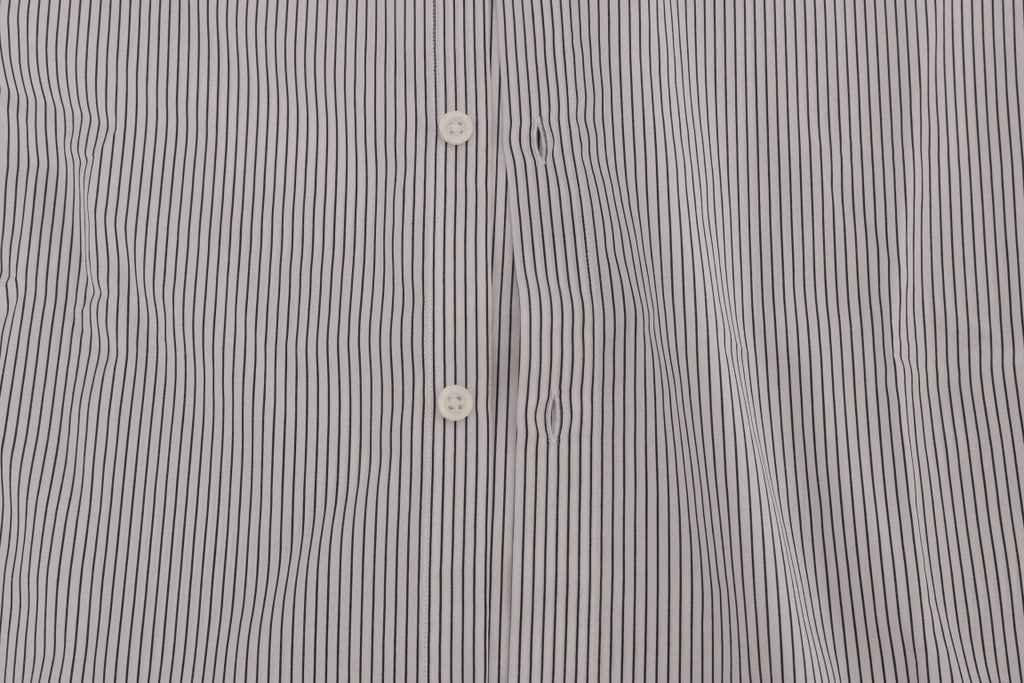 Frankie Morello White and Blue Striped Casual Cotton Regular Fit Shirt
