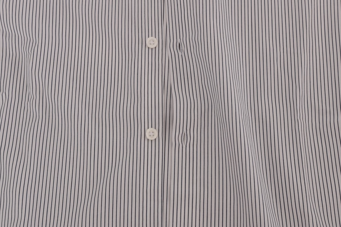 Frankie Morello White and Blue Striped Casual Cotton Regular Fit Shirt
