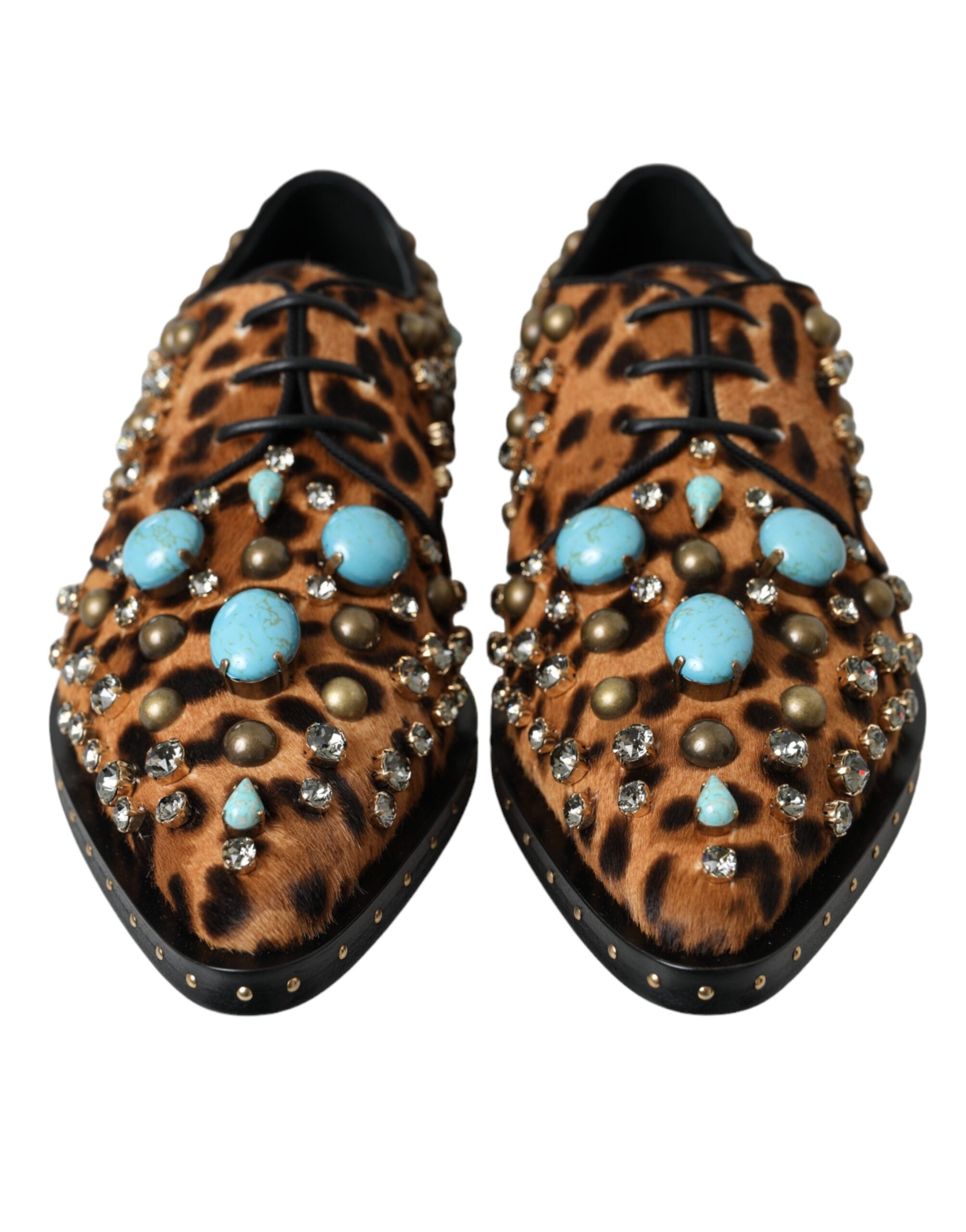 Dolce & Gabbana Brown Leopard Hair Crystal Dress Brogues
