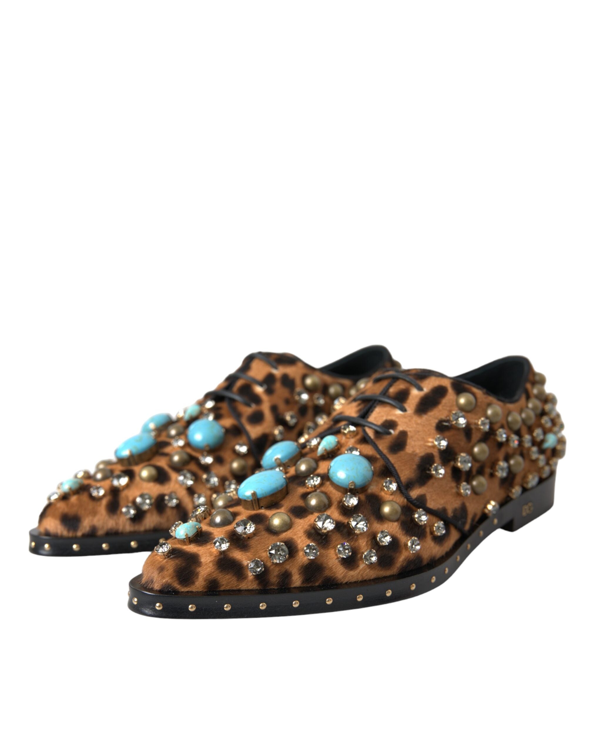 Dolce & Gabbana Brown Leopard Hair Crystal Dress Brogues