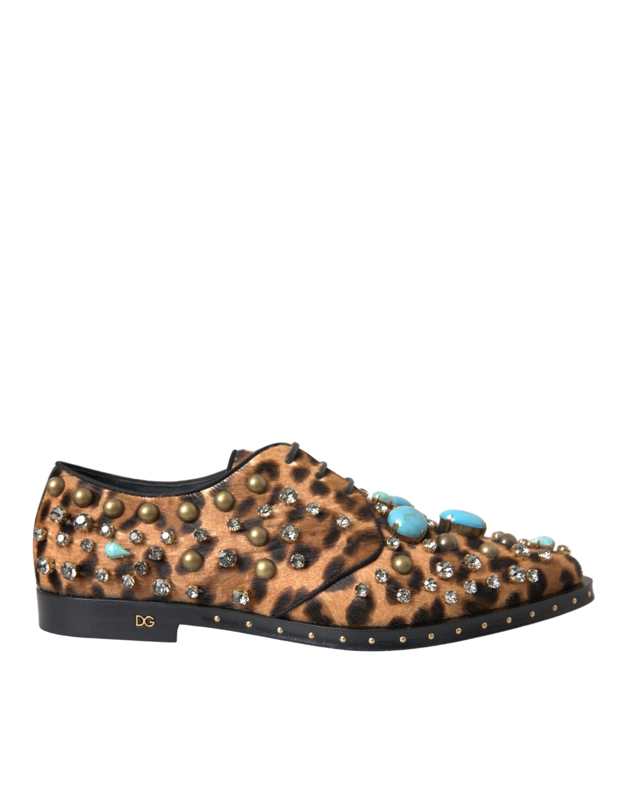 Dolce & Gabbana Brown Leopard Hair Crystal Dress Brogues