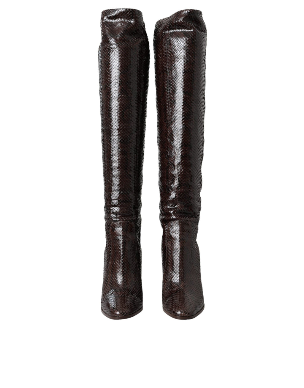 Dolce & Gabbana Brown Exotic Leather High Heel Boots Shoes