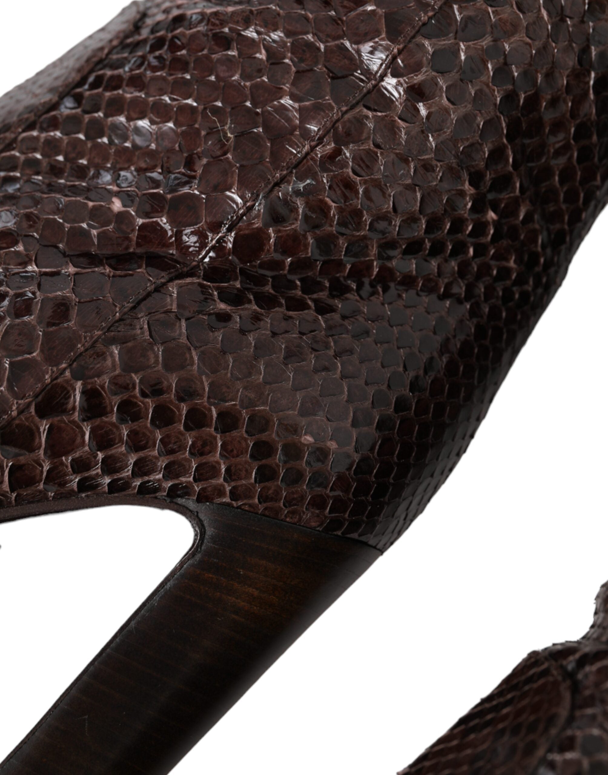 Dolce & Gabbana Brown Exotic Leather High Heel Boots Shoes