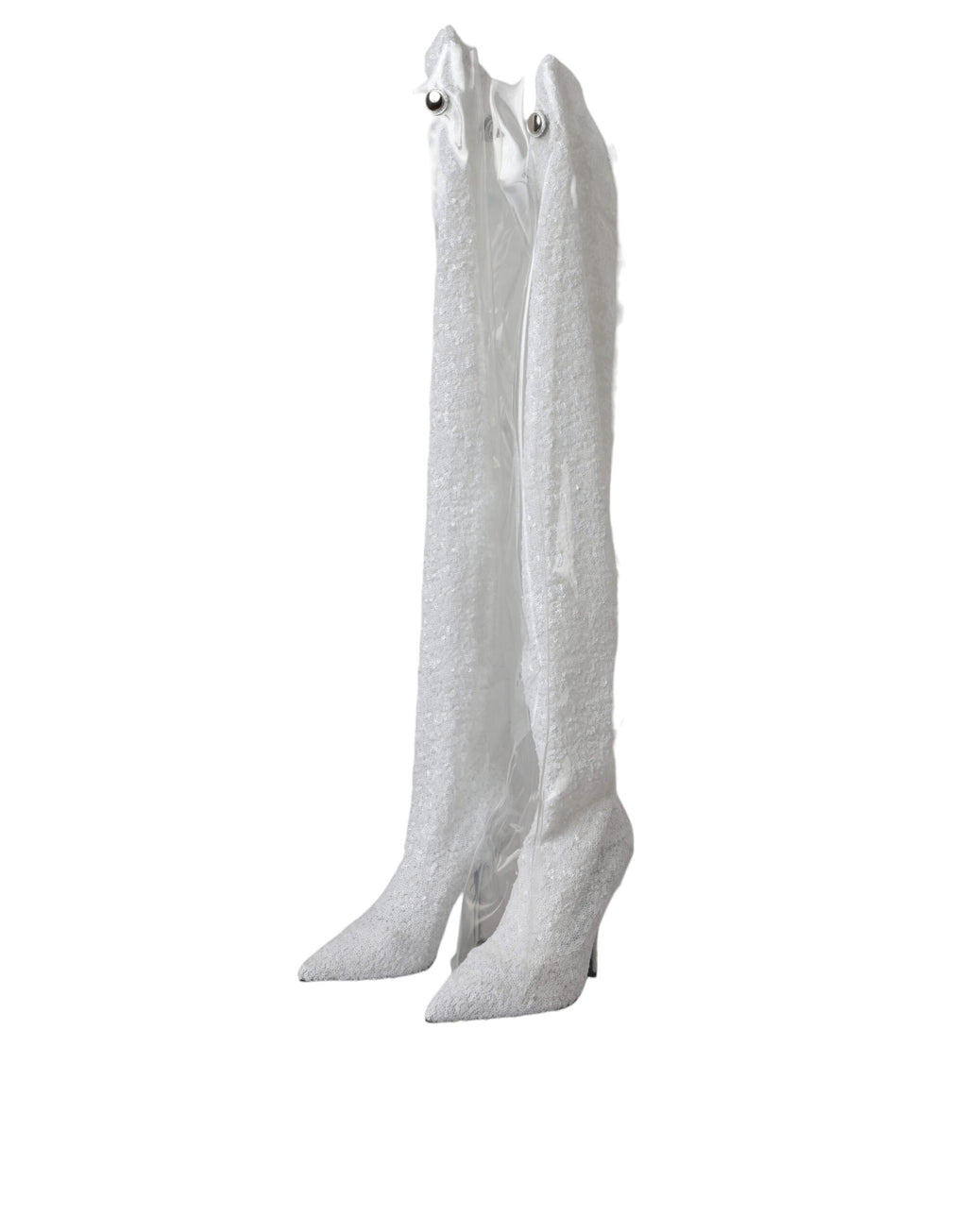 Dolce & Gabbana White Heels Stiletto Knee-High Boots Shoes