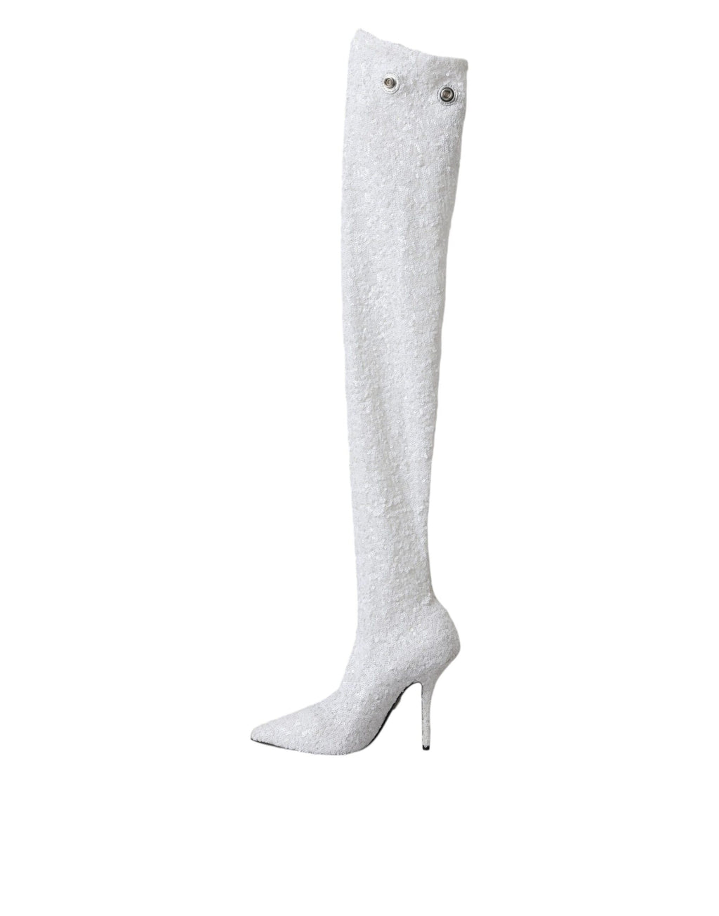 Dolce & Gabbana White Heels Stiletto Knee-High Boots Shoes