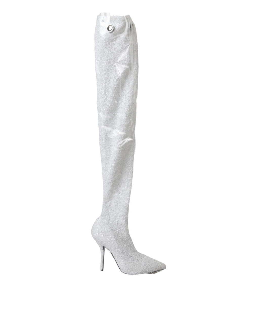 Dolce & Gabbana White Heels Stiletto Knee-High Boots Shoes