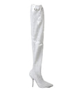 Dolce & Gabbana White Heels Stiletto Knee-High Boots Shoes