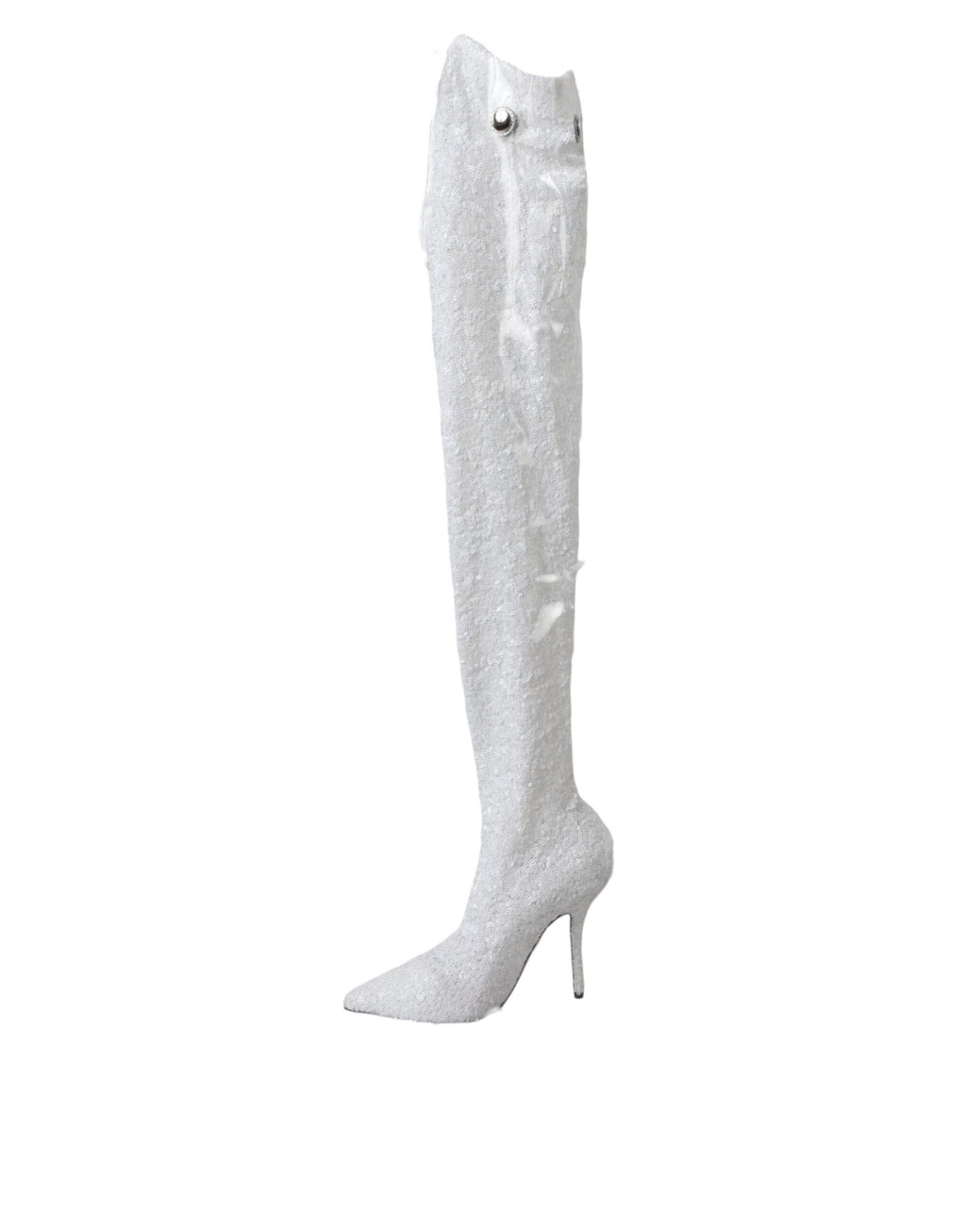 Dolce & Gabbana White Heels Stiletto Knee-High Boots Shoes