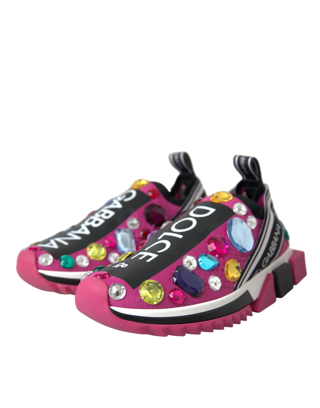 Dolce & Gabbana Rosa Sorrento Crystal Sneakers Shoes
