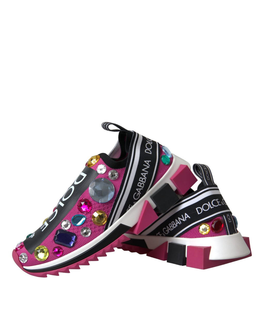 Dolce & Gabbana Rosa Sorrento Crystal Sneakers Shoes