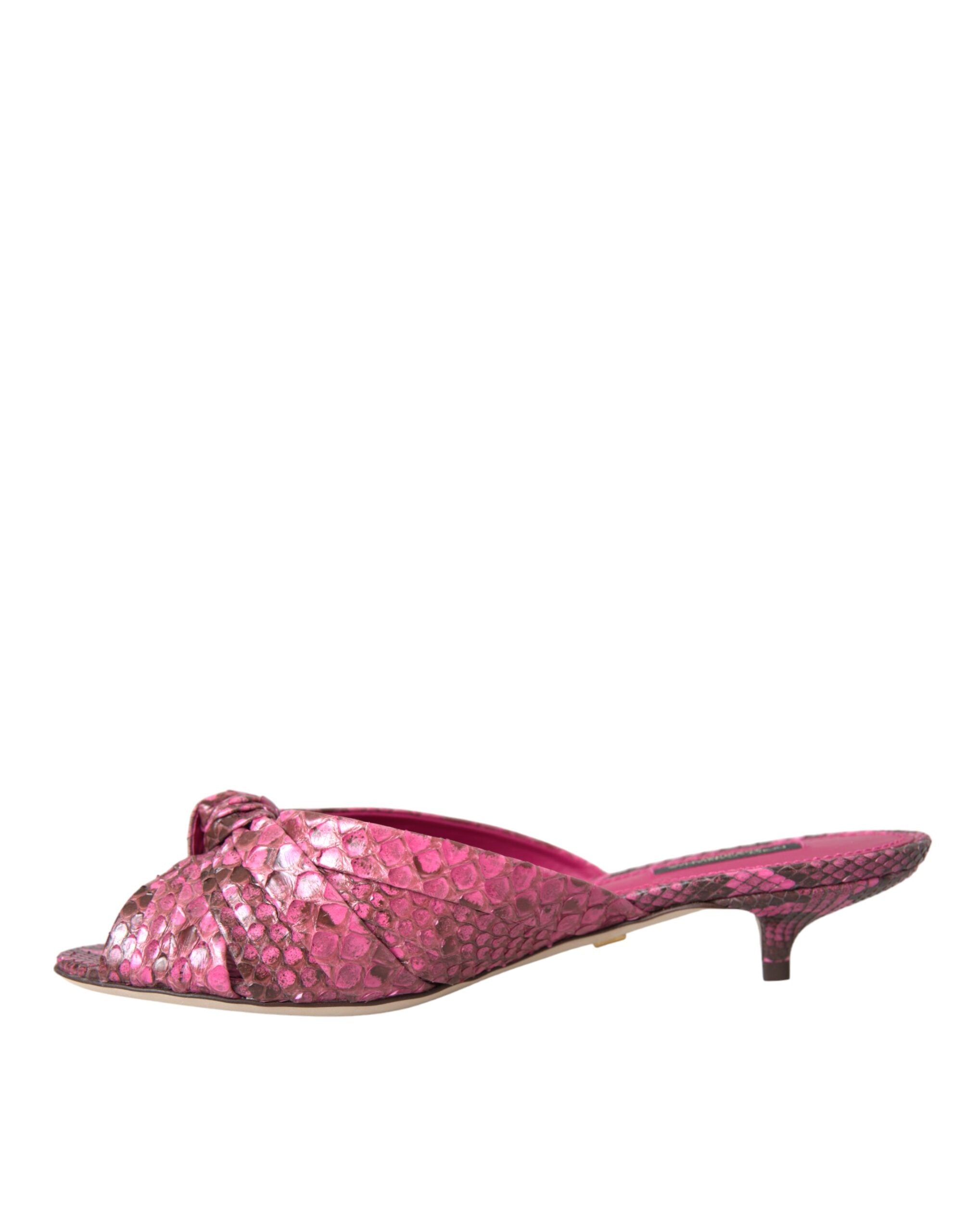 Dolce & Gabbana Pink Exotic Leather Kitten Heel Slide Shoes