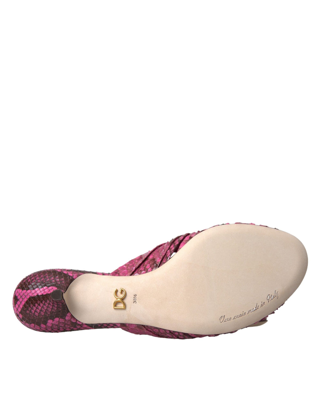 Dolce & Gabbana Pink Exotic Leather Kitten Heel Slide Shoes