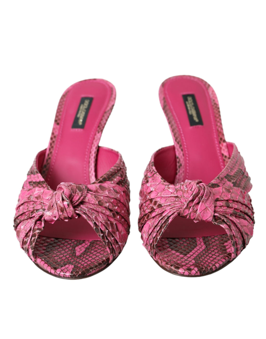 Dolce & Gabbana Pink Exotic Leather Kitten Heel Slide Shoes