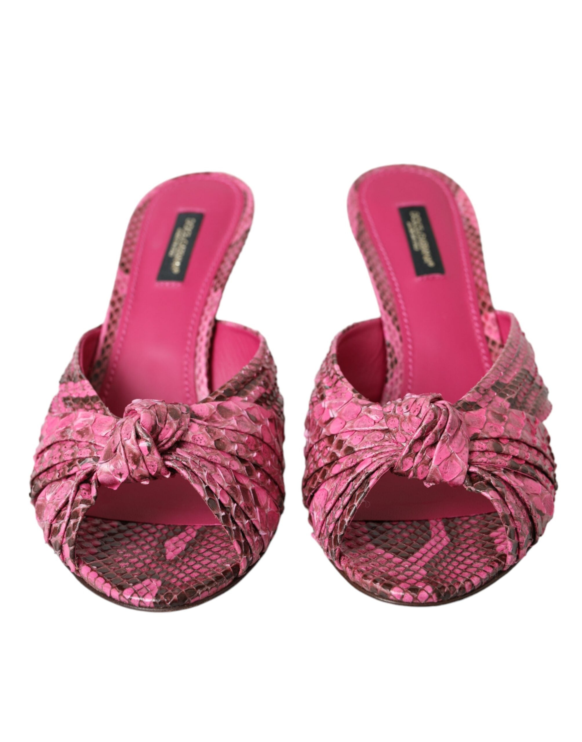 Dolce & Gabbana Pink Exotic Leather Kitten Heel Slide Shoes